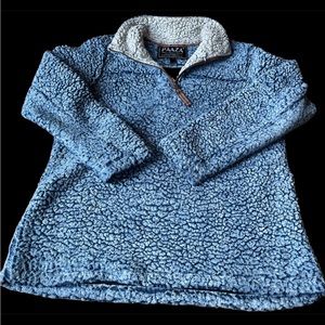 Pazza medium 1/4 zip blue Sherpa sweater
